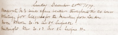 28 December 1879 journal entry